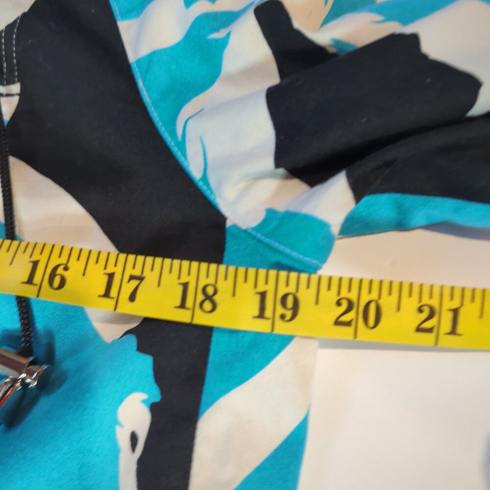 à la carte Abstract Cropped Statement Jacket M Turquoise Black Cream